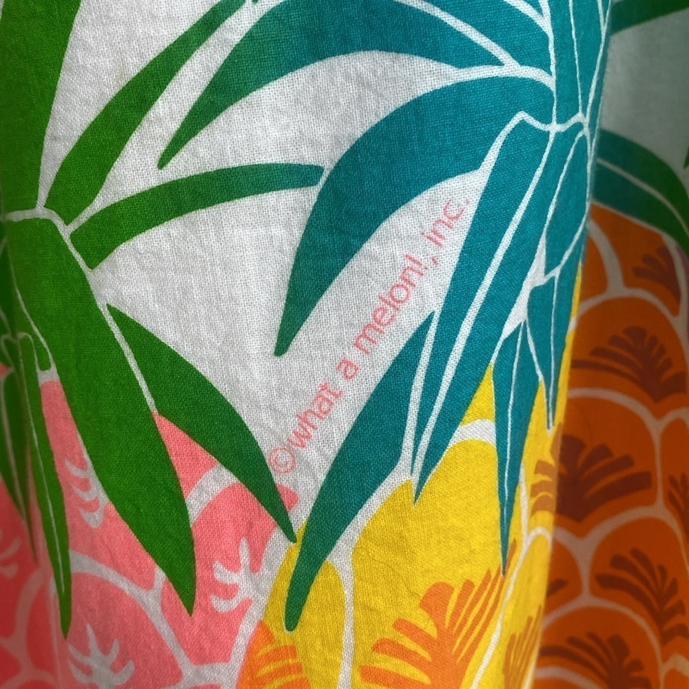 Vintage Hawaiian 80's Skirt Pineapple Print Cotton Pockets - Picture 8 of 13